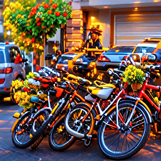 037_A bunch of bicycles parked on the street with items sitting around them.png